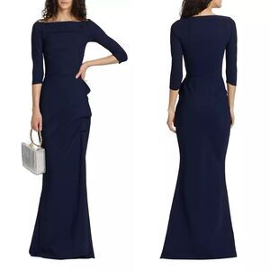 Chiara Boni La Petite Robe Kate Slit-Detail Boatneck Gown Size 6